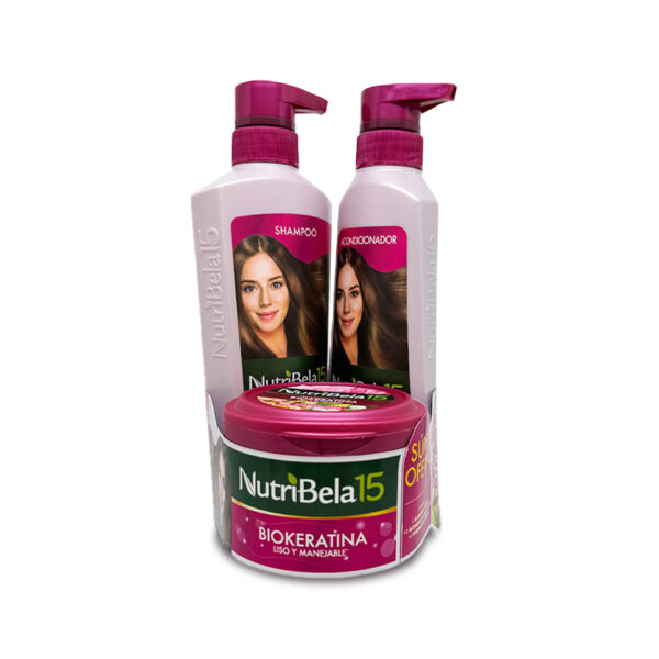 Of Shampoo+acondicionador +Tratamiento Biokeratina Nutribela x 1070 gr