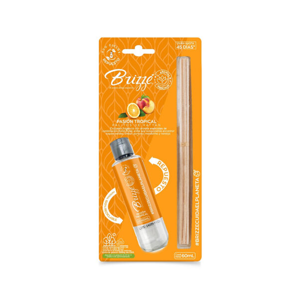 Ambientador Brizze Palitos Pasion Tropical Repuesto x 60 ml