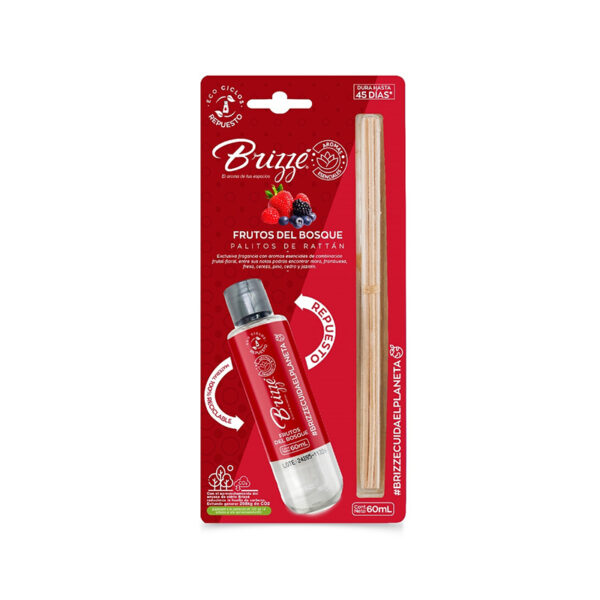 Ambientador Brizze Palitos Repuesto Frutos Del Bosque 1 X60 ml
