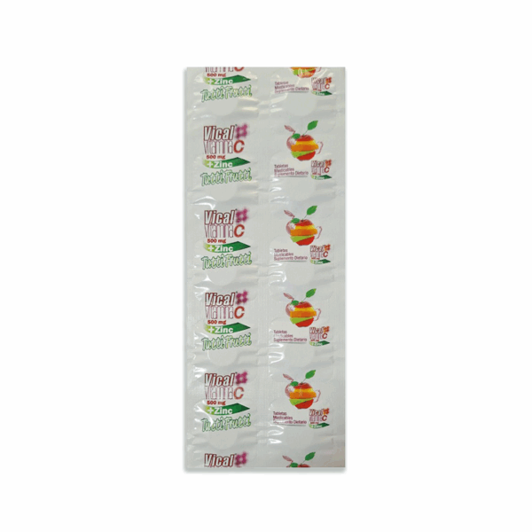 Vitamina C Vical Tutti Frutti  Zing x 10 Tabletas