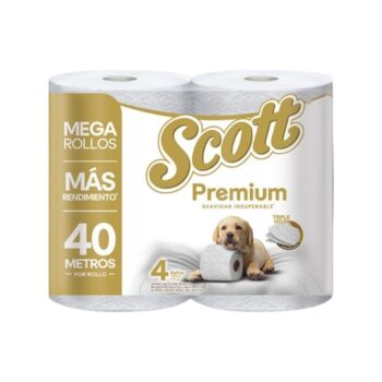 Papel Higienico Scott Premium Megarollo Blanco  4 x 40 mt x 160 mt