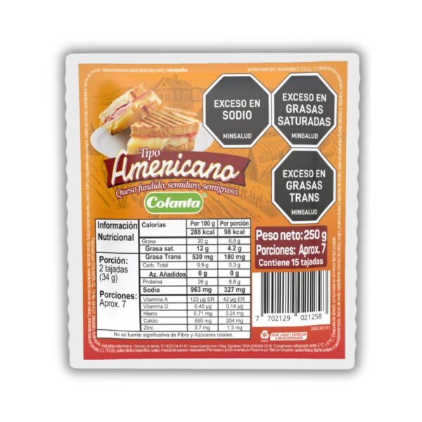 Queso Fundido Americano Colanta Tajada x 250 gr