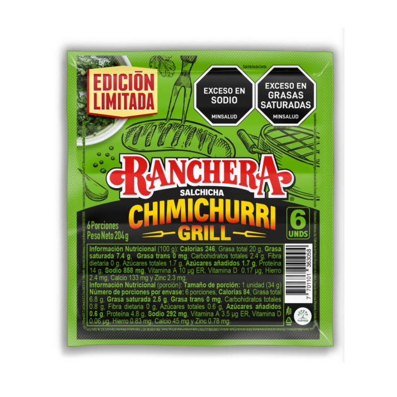 Salchicha Ranchera Chimichurri x 204 gr