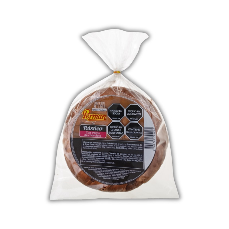 Pan Perman Rustico Trozos Chocolate*380 gr